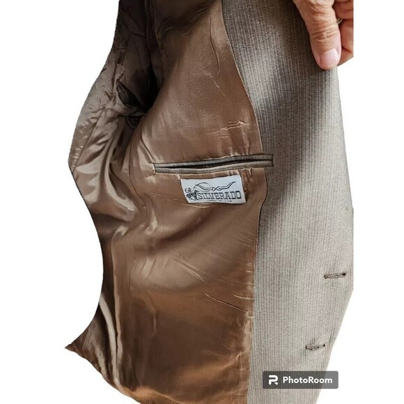 Silverado Western Dress Jacket Suede Yoke 46R Vintage Brown w/Bowtie - Picture 9 of 12